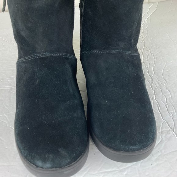 Koolaburra By UGG Womens Sz 6 Shazi Black Suede Shearling Mid Calf Boots - Picture 6 of 14